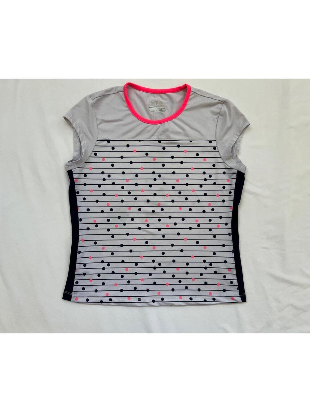 Fila girls size medium (8/10) light grey/pink/navy cap sleeve top
